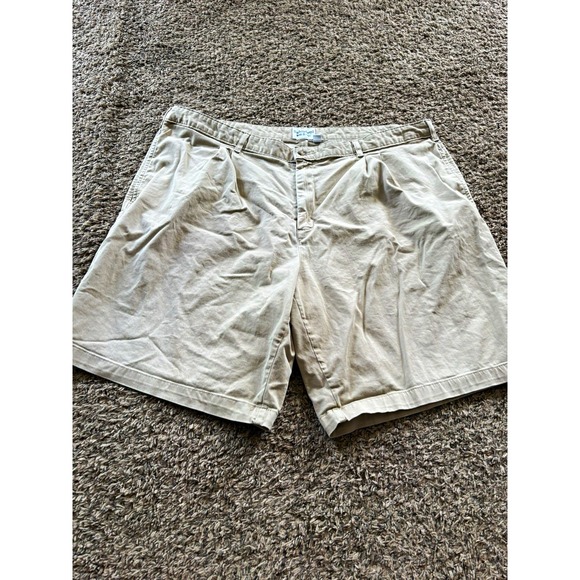 Saddlebred Other - Saddlebred Men's Big & Tall Beige Solid Chino Shorts Pleated Twill Pockets